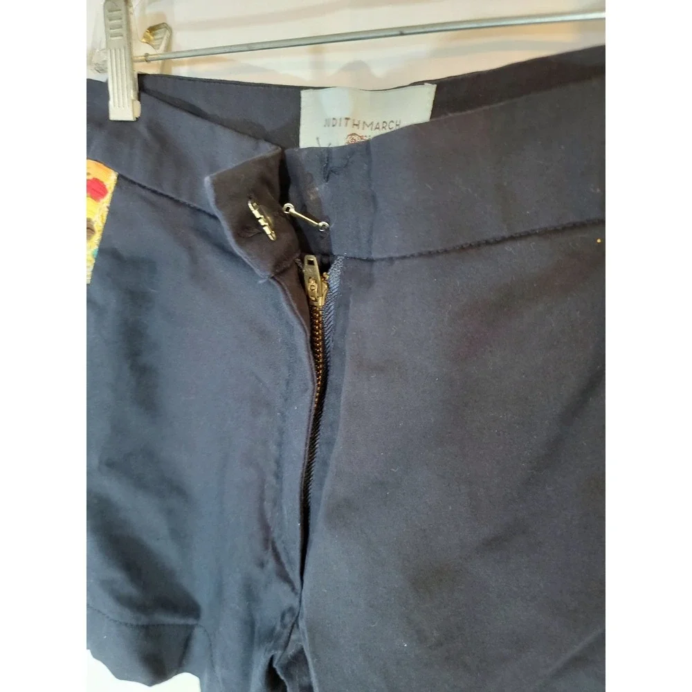 Judith March Navy Blue Shorts with Colorful Woven Side Panels Small